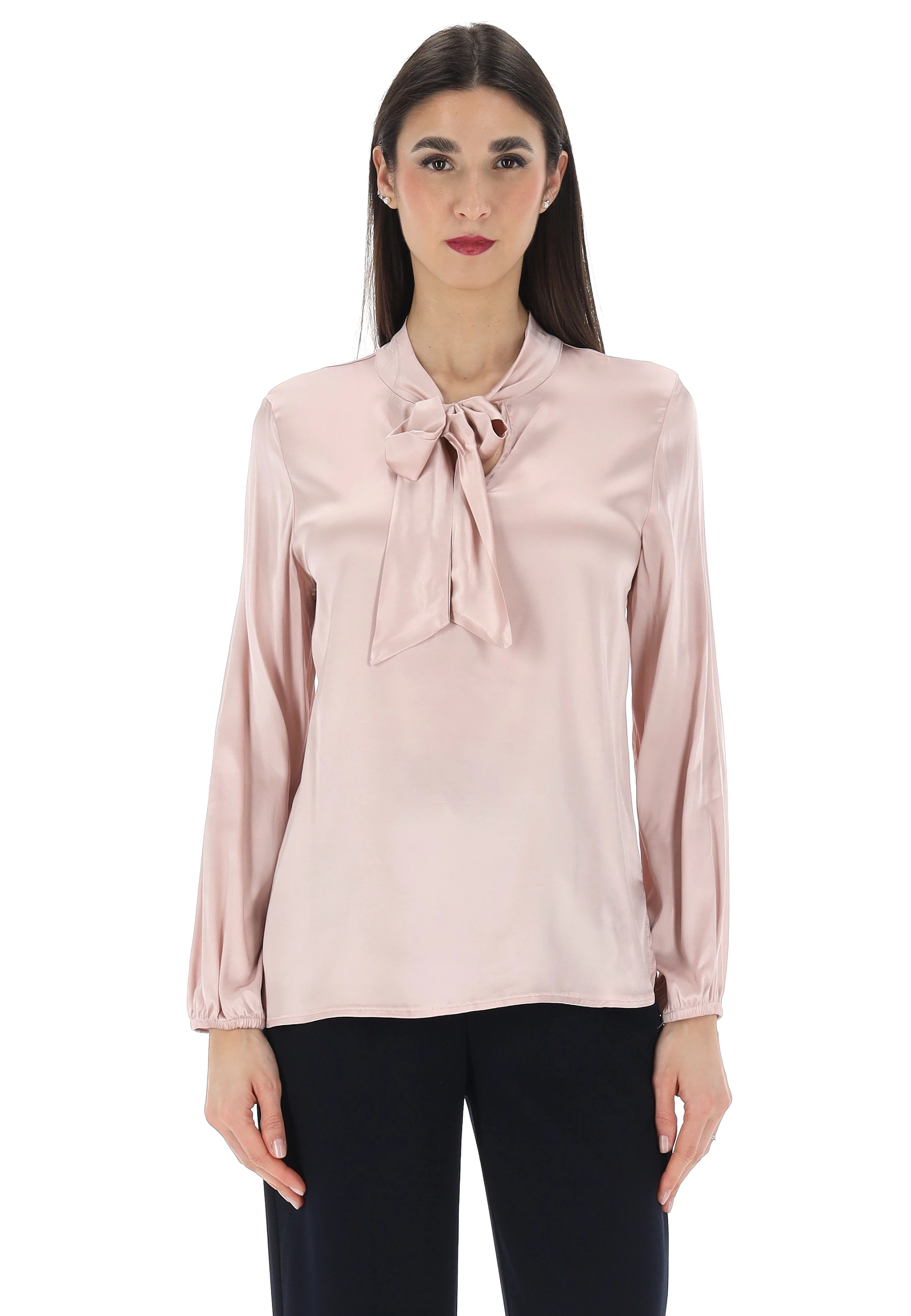 Blusa con fiocco effetto satin èks donna mod.Livorno